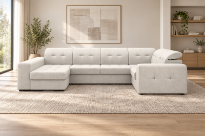 Диван-кровать, набор 1, ткань Сенсей (Scratch resistance) Milk