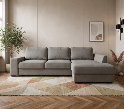 Угловой диван-конструктор, набор 3, оттоманка справа, ткань Релакс Humus